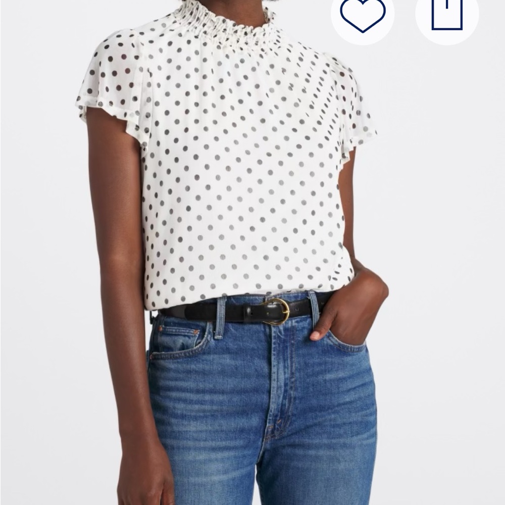 Beacon Jan Mock Neck Mesh Dots Top
